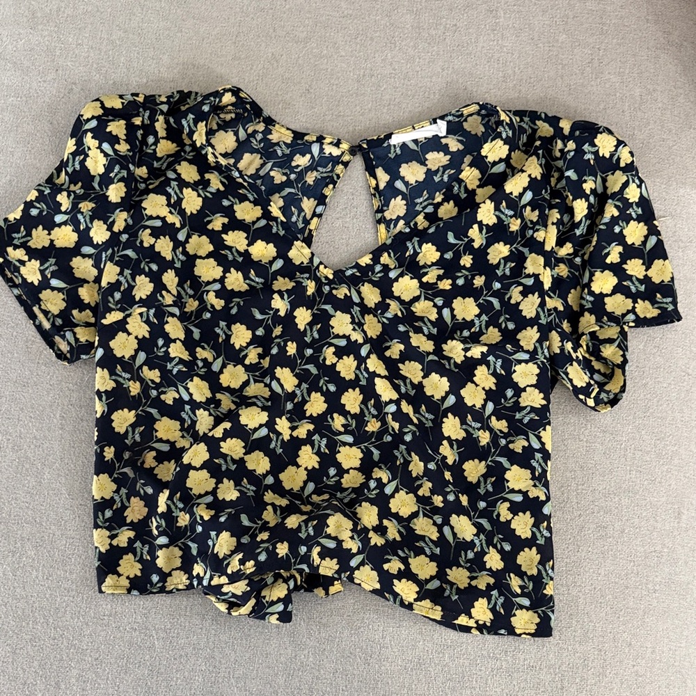 Floral Black and Yellow Women's Top